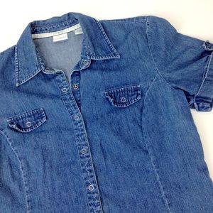 Lee riveted vintage denim snap front top Blouse M